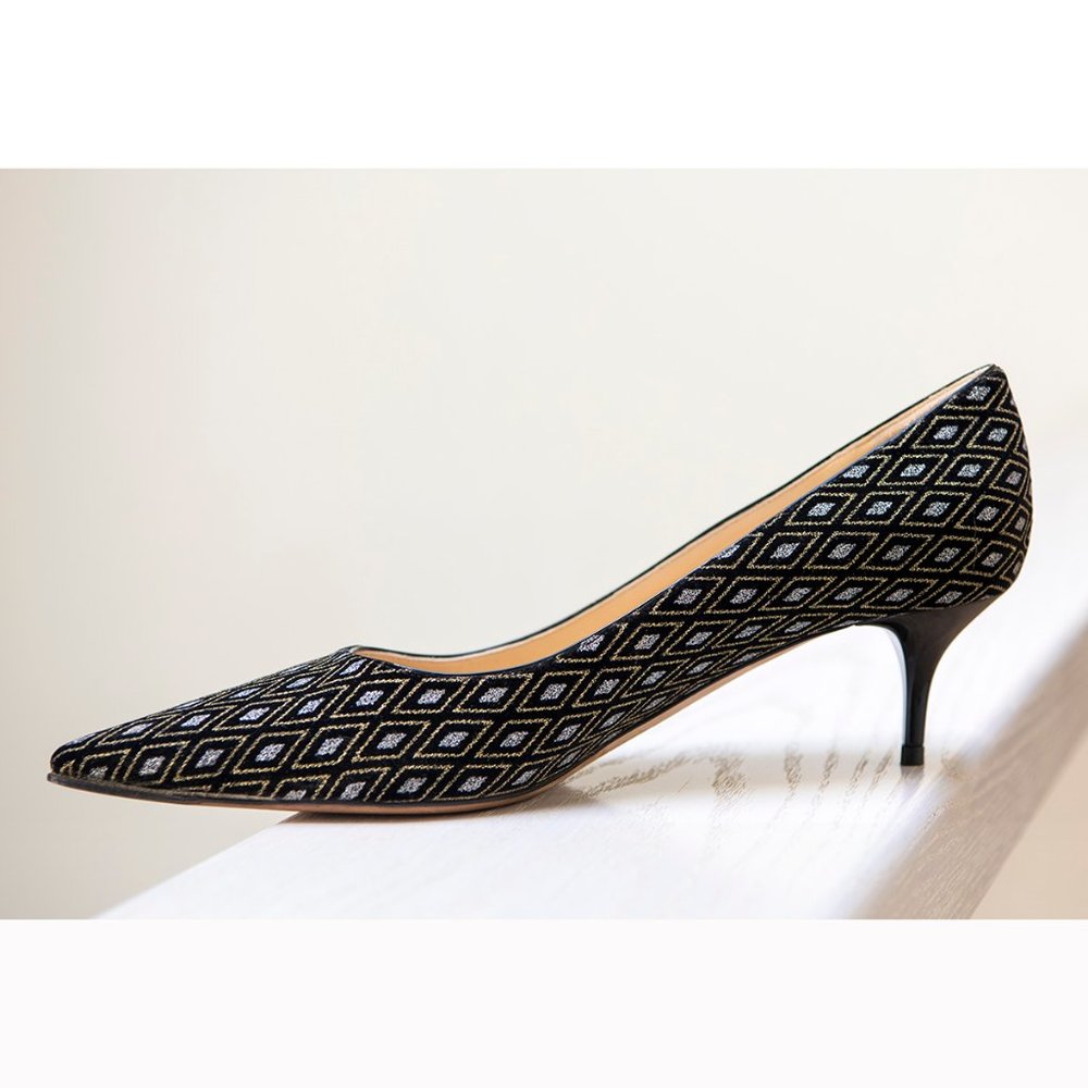 Jimmy Choo Diamond Pattern Kitten Heels 9.5B